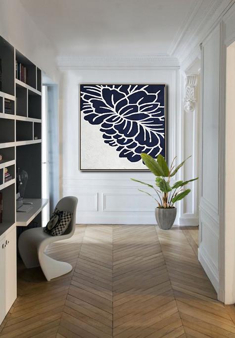 Navy Blue Minimalist Painting #NV288A - Click Image to Close